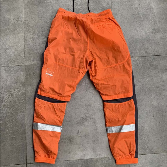 Men's Nike Nylon Running Pants M Orange Training Lined